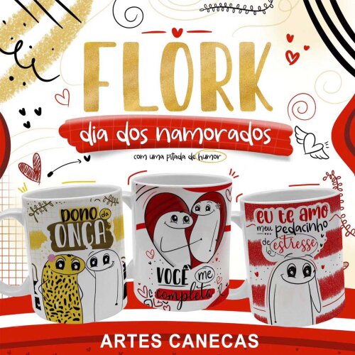 Pack Artes Florks Namorados Sublimação Canecas Estampas
