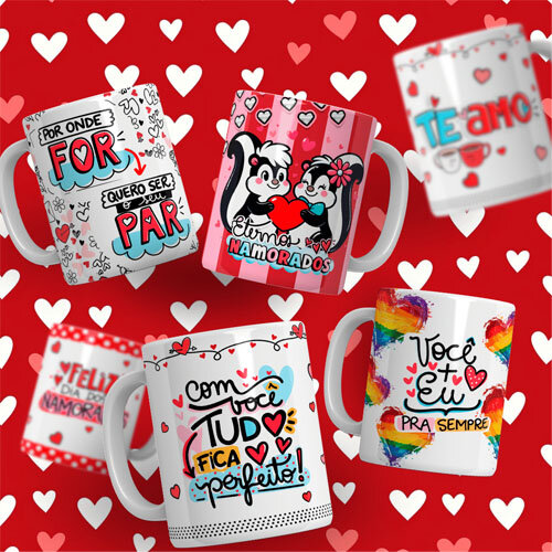 Pack Artes Sublimação Canecas Dia Namorados 70 Pandoca