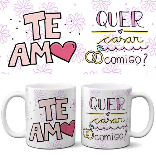Pacote Artes Canecas Frases Coloridas Namorados Mockups
