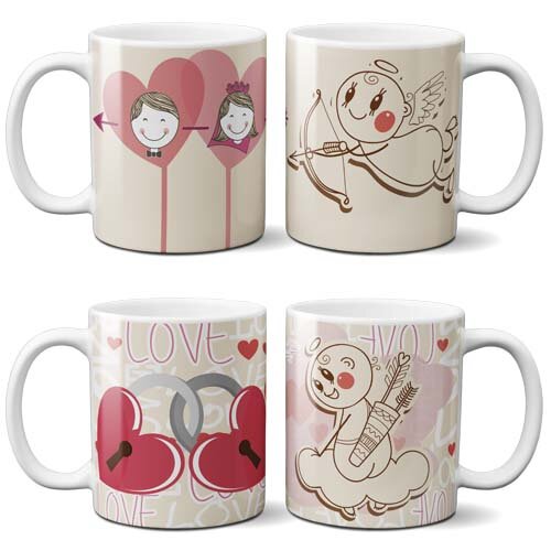 Pacote Artes Canecas Cupido Namorados Amor Românticas