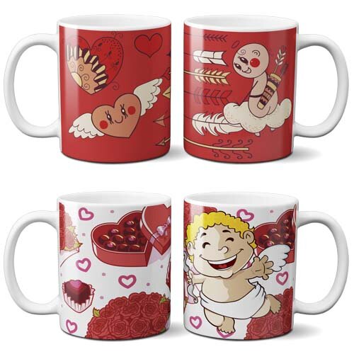 Pacote Artes Canecas Cupido Namorados Amor Românticas