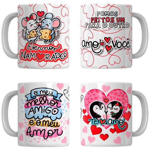 Pacote Artes Dia Namorados Png Sublimação Canecas Pandoca