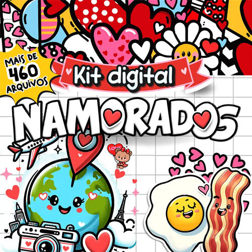 Pacote Artes Pandoca Frases Coloridas Namorados Pack6 Png