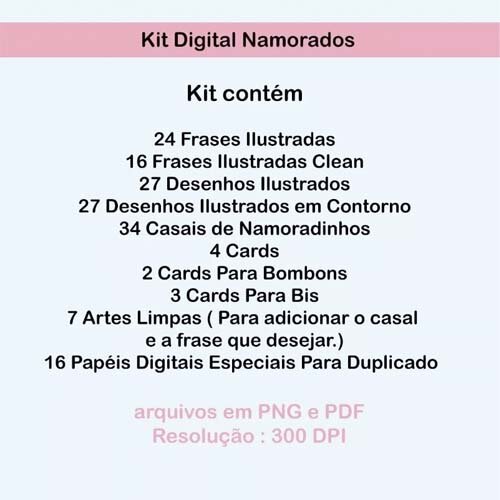 Pacote Estampas Artes Namorados Frases Bonequinhos Pack 4