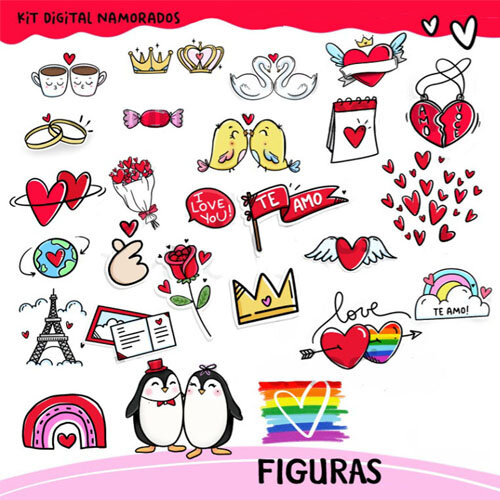 Pacote Artes Png Frases Coloridas Pandoca Pack2 Namorados