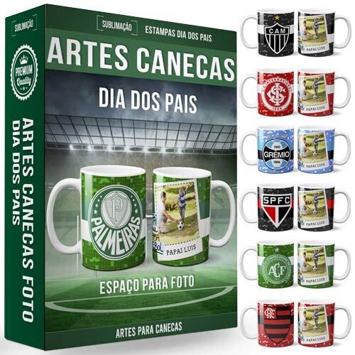 Artes Canecas Dia dos Pais Times Sublimação Fotos Mockups