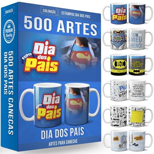 Artes Canecas Dia dos Pais 550 Estampas Sublimação