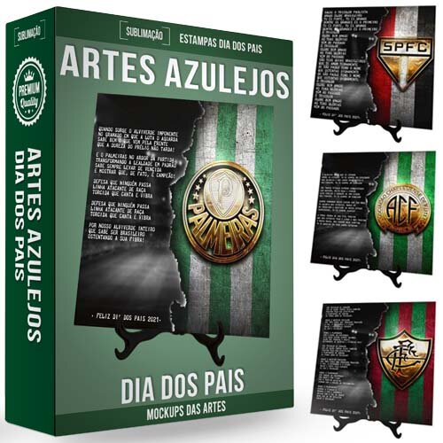 Artes Azulejos Dia dos Pais Estampas Editáveis Sublimação Times