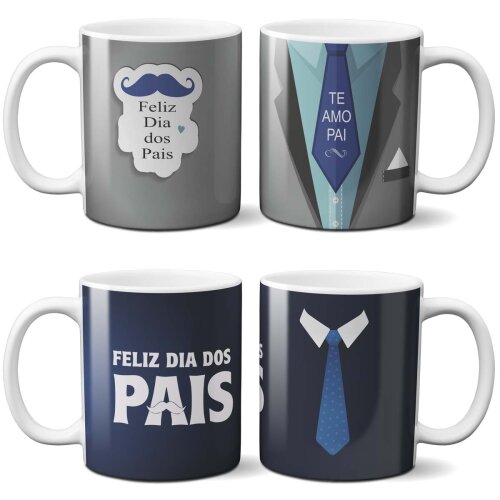Artes Editáveis Canecas Dia dos Pais Sublimação Mockups