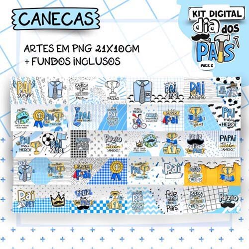 Artes Digitais Dia dos Pais Pack2 Estampas Pandoca Png