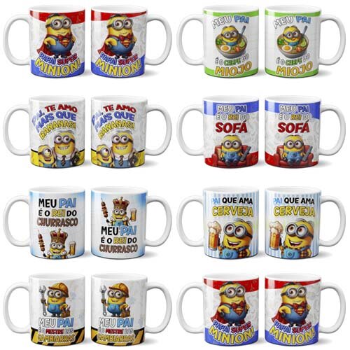 Artes Sublimação Canecas Dia dos Pais Minions Mockups
