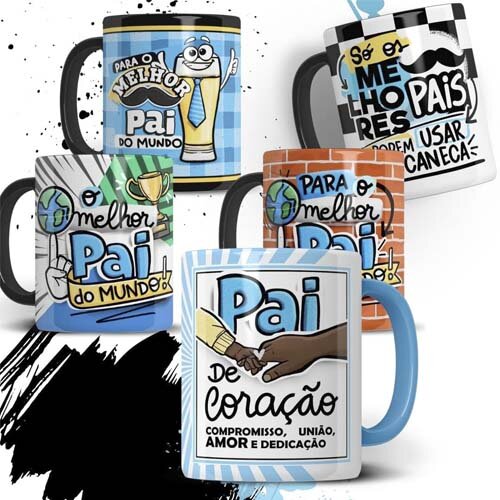 Kit Digital Artes Sublimação Canecas Pais Pandoca Png