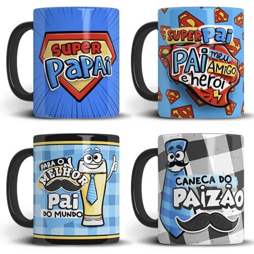 Kit Digital Artes Sublimação Canecas Pais Pandoca Png