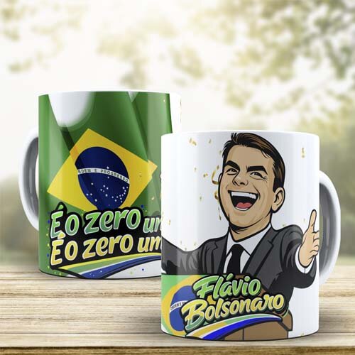 Artes Sublimação Canecas Flávio Bolsonaro Presidente Mockups E
