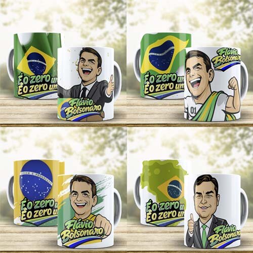 Estampas Canecas Flávio Bolsonaro Presidente Artes Sublimação Mockups