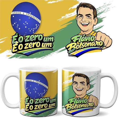 Estampas Canecas Flávio Bolsonaro Presidente Artes Sublimação 