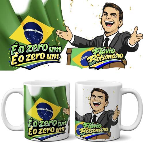 Pacote 04 Artes Sublimação Canecas Flávio Bolsonaro Presidente