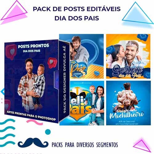Pacote Dia dos Pais Rede Social Editáveis 300 Artes Psd