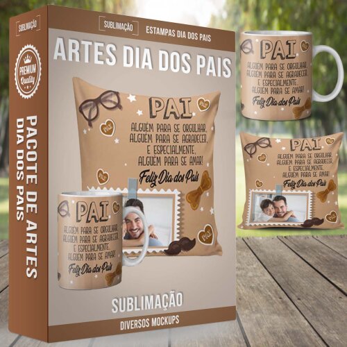 Pacotes Artes Canecas Almofadas Pais Sublimação Mockups