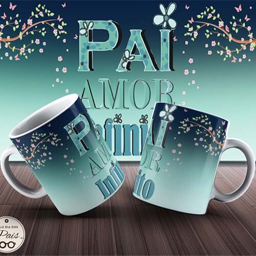 Sublimação Canecas Dia dos Pais Artes Estampas Editáveis