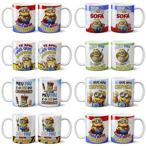 Pack Artes Minions Png Canecas Dia dos Pais Sublimação