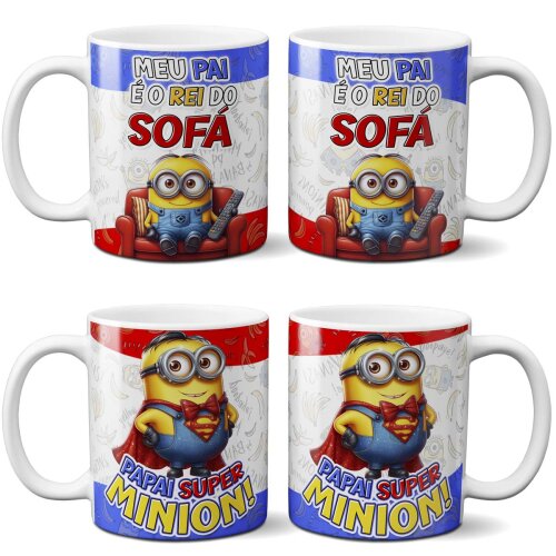 Pack Artes Minions Png Canecas Dia dos Pais Sublimação