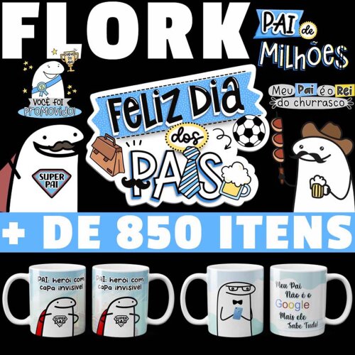 Pack Artes Florks Estampas Dia dos Pais Meme Flork