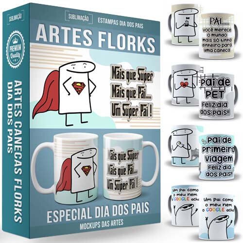 Pack Estampas Sublimação Canecas Flork Dia dos Pais Artes