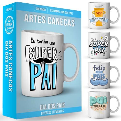 Pacote Artes Lettering Dia Dos Pais Canecas Sublimação