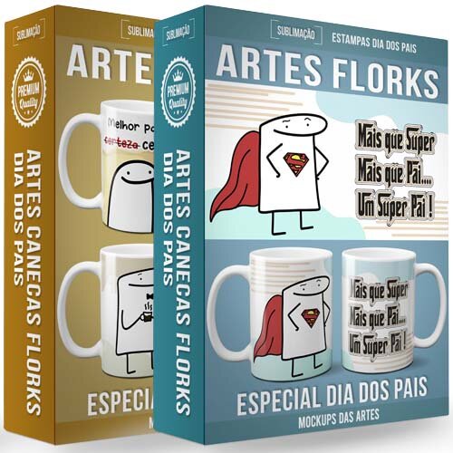 Pacote 30 Artes Flork Dia Dos Pais Sublimação Canecas Mockup