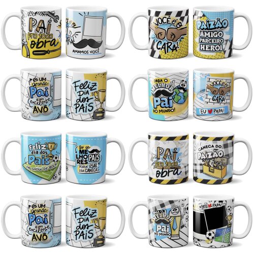 Pacote 40 Artes Canecas Dia dos Pais Pandoca Mockups