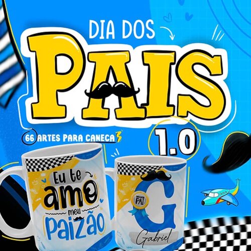 Pacote Artes Alfabetos Canecas Dia dos Pais Mockups Png