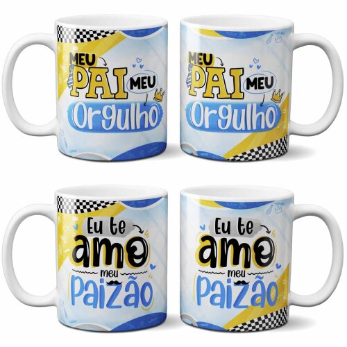 Pacote Artes Alfabetos Canecas Dia dos Pais Mockups Png