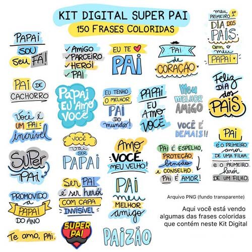 Pacote Artes Dia dos Pais Sublimação Pack1 Frases Pandoca