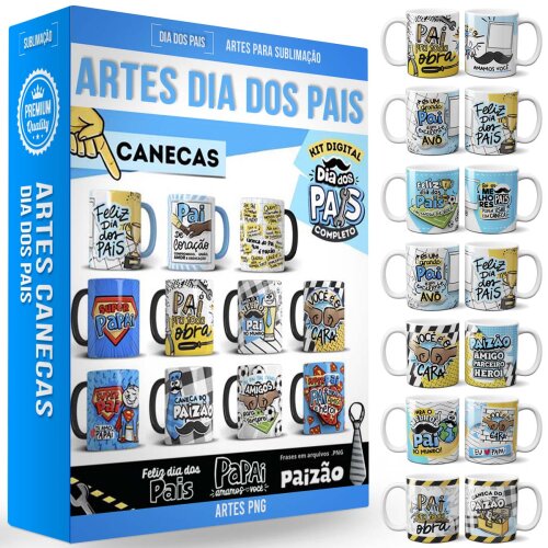 Estampas 40 Artes Dia dos Pais Canecas Pandoca Mockups