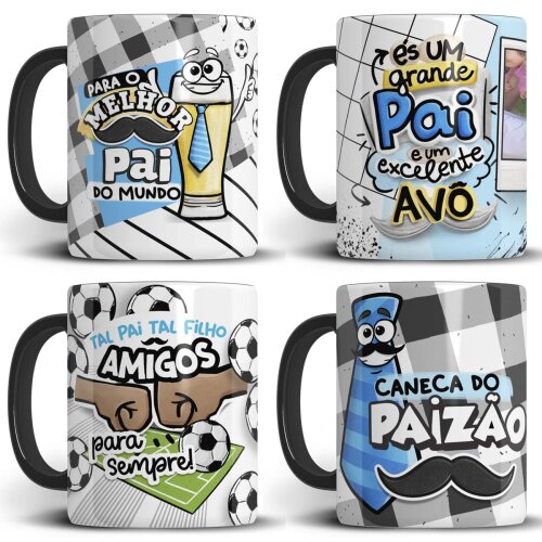 Estampas 40 Artes Dia dos Pais Canecas Pandoca Mockups