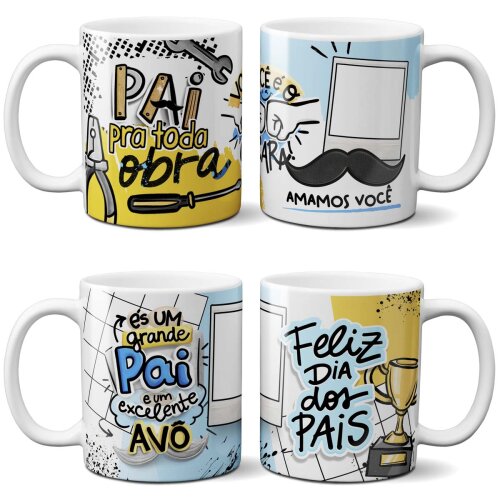 Estampas 40 Artes Dia dos Pais Canecas Pandoca Mockups