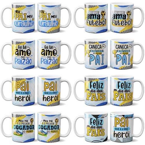 Estampas Dia dos Pais Canecas Alfabeto Sublimação Mockups