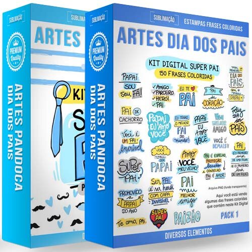 Estampas Dia dos Pais Frases Coloridas Pandoca Pack1 Sublima