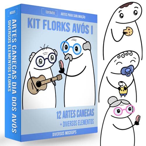 Pacote Artes Png Corel Dia dos Avós Kit Digital Flork Pack 1
