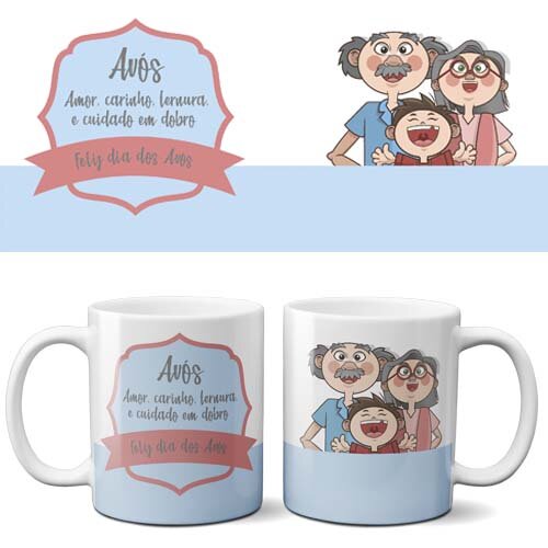 Pacote Artes Editáveis Sublimação Canecas Dia dos Avós