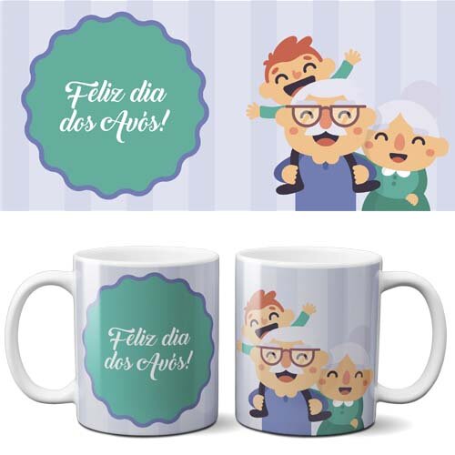 Pacote Artes Editáveis Sublimação Canecas Dia dos Avós