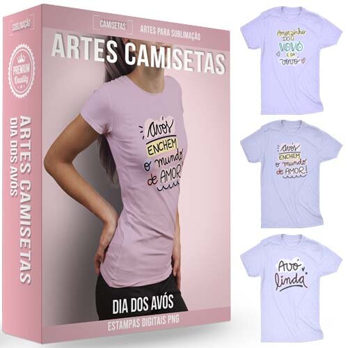 Pacote 50 Artes Camisetas Dia dos Avós Sublimação Vovó Vovô