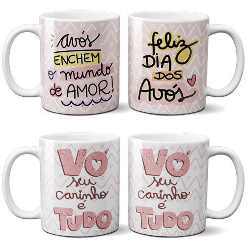 Pack Artes Canecas Dia dos Avós Vovó Vovô Sublimação Frases