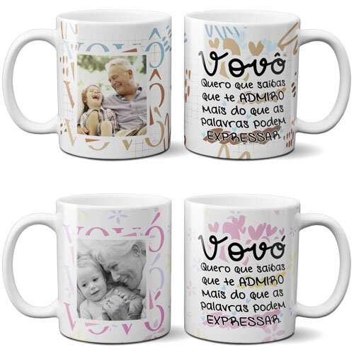 Pack Artes Canecas Avós 20 Estampas Editáveis Sublimação