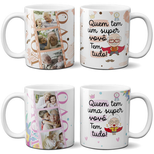Pack Artes Canecas Avós 20 Estampas Editáveis Sublimação