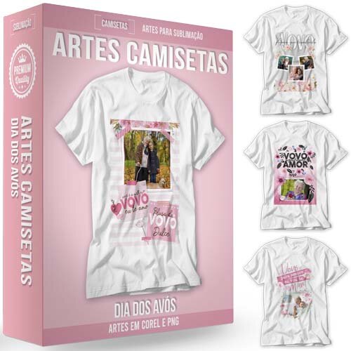 Pacote 10 Artes Dia dos Avós Sublimação Camisetas Corel