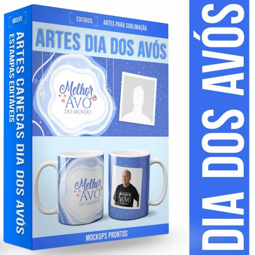 Estampas Canecas Dia Dos Avós 25 Artes Editáveis Mockups