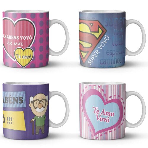 Estampas Canecas Dia dos Avós Artes Prontas Mockups