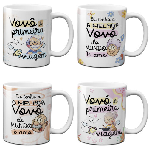Estampas Dia dos Avós Sublimação Canecas Artes Editáveis